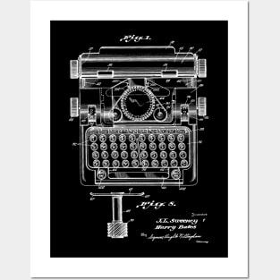 Typewriter Vintage Patent Hand Drawing Posters and Art